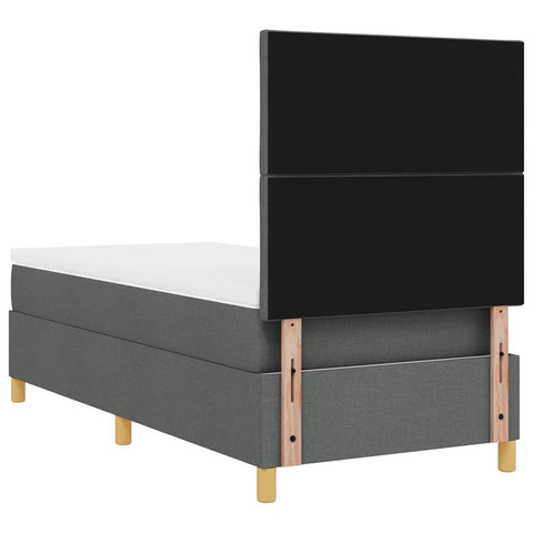 vidaXL Box Spring Bed with Headboard Dark grey 90 x 200 cm Fabric