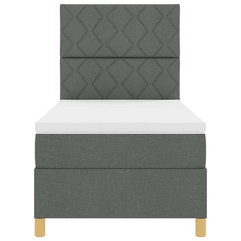 vidaXL Box Spring Bed with Headboard Dark grey 90 x 200 cm Fabric