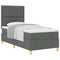 vidaXL Box Spring Bed with Headboard Dark grey 90 x 200 cm Fabric