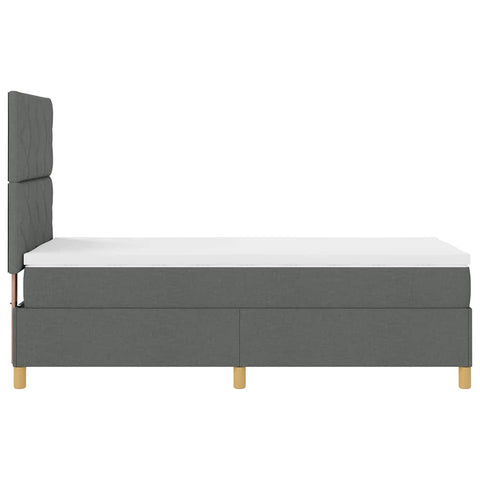 vidaXL Box Spring Bed with Headboard Dark grey 90 x 200 cm Fabric