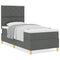 vidaXL Box Spring Bed with Headboard Dark grey 90 x 200 cm Fabric