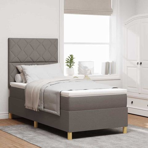 vidaXL Box Spring Bed with Headboard Taupe 90 x 200 cm Fabric
