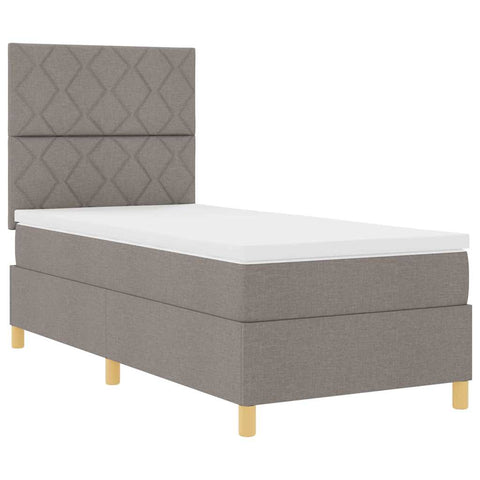 vidaXL Box Spring Bed with Headboard Taupe 90 x 200 cm Fabric
