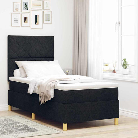 vidaXL Box Spring Bed with Headboard Black 100 x 200 cm Fabric