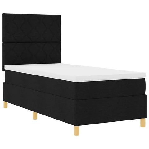 vidaXL Box Spring Bed with Headboard Black 100 x 200 cm Fabric
