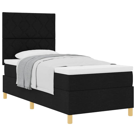 vidaXL Box Spring Bed with Headboard Black 100 x 200 cm Fabric