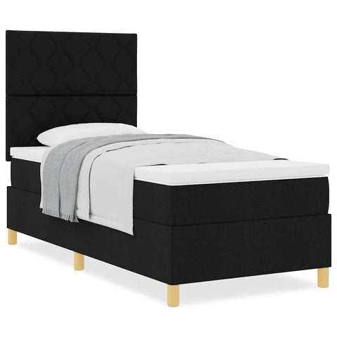 vidaXL Box Spring Bed with Headboard Black 100 x 200 cm Fabric