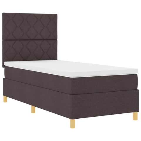 vidaXL Box Spring Bed with Headboard Dark brown 100 x 200 cm Fabric