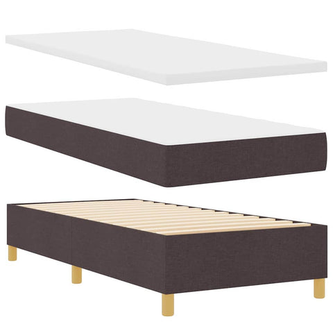 vidaXL Box Spring Bed with Headboard Dark brown 100 x 200 cm Fabric