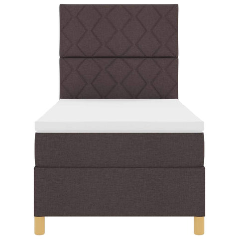 vidaXL Box Spring Bed with Headboard Dark brown 100 x 200 cm Fabric