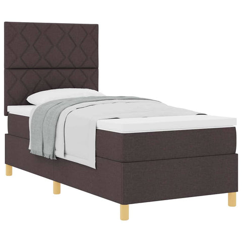 vidaXL Box Spring Bed with Headboard Dark brown 100 x 200 cm Fabric