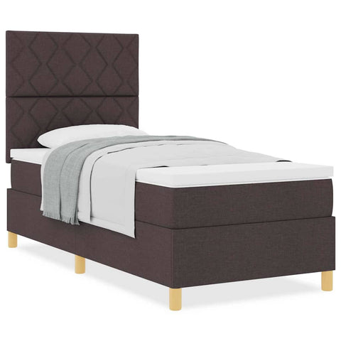 vidaXL Box Spring Bed with Headboard Dark brown 100 x 200 cm Fabric