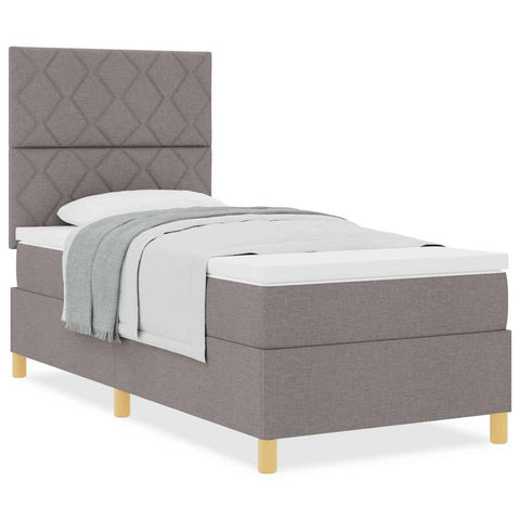 vidaXL Box Spring Bed with Headboard Taupe 100 x 200 cm Fabric