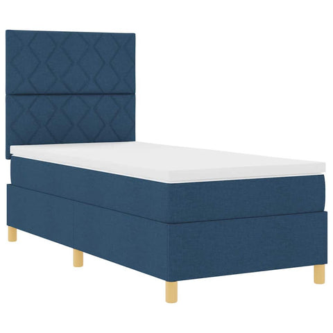 vidaXL Box Spring Bed with Headboard Blue 100 x 200 cm Fabric
