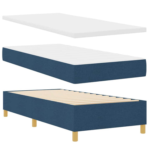 vidaXL Box Spring Bed with Headboard Blue 100 x 200 cm Fabric