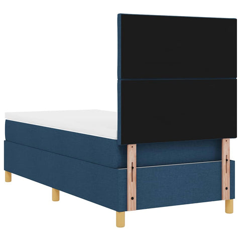 vidaXL Box Spring Bed with Headboard Blue 100 x 200 cm Fabric