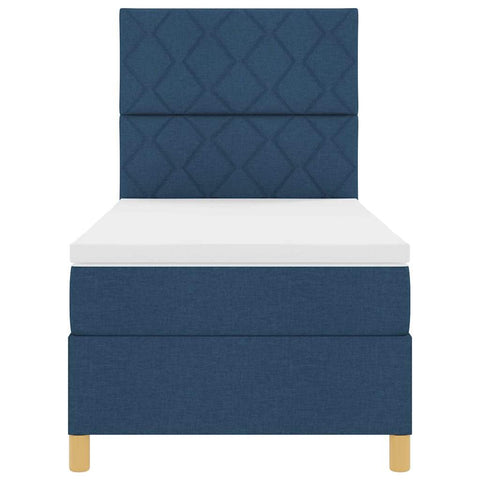 vidaXL Box Spring Bed with Headboard Blue 100 x 200 cm Fabric