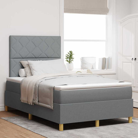 vidaXL Box Spring Bed with Headboard Light grey 120 x 190 cm Fabric