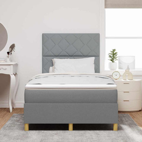 vidaXL Box Spring Bed with Headboard Light grey 120 x 190 cm Fabric