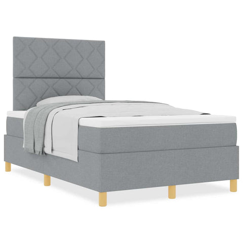 vidaXL Box Spring Bed with Headboard Light grey 120 x 190 cm Fabric