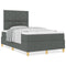vidaXL Box Spring Bed with Headboard Dark grey 120 x 190 cm Fabric