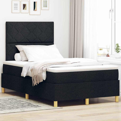 vidaXL Box Spring Bed with Headboard Black 120 x 190 cm Fabric