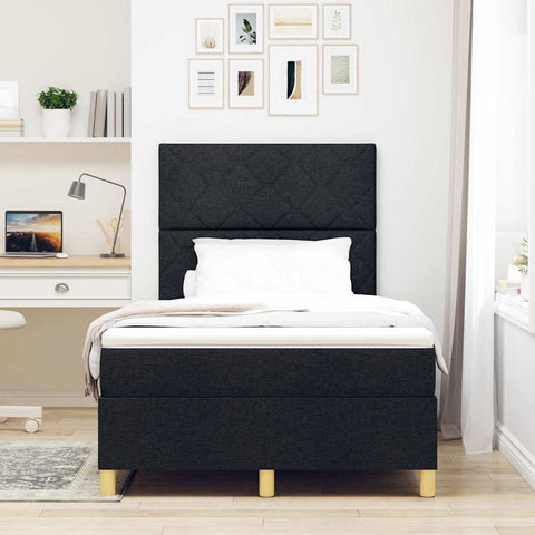 vidaXL Box Spring Bed with Headboard Black 120 x 190 cm Fabric