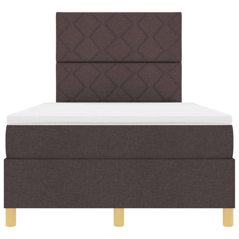 vidaXL Box Spring Bed with Headboard Dark brown 120 x 190 cm Fabric