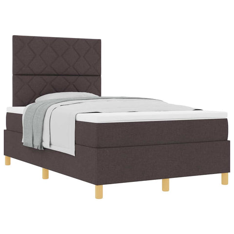 vidaXL Box Spring Bed with Headboard Dark brown 120 x 190 cm Fabric
