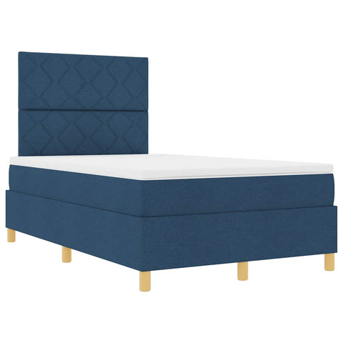 vidaXL Box Spring Bed with Headboard Blue 120 x 190 cm Fabric