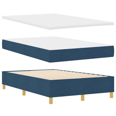 vidaXL Box Spring Bed with Headboard Blue 120 x 190 cm Fabric