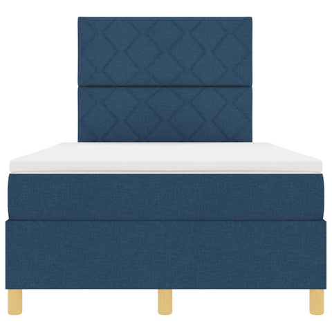 vidaXL Box Spring Bed with Headboard Blue 120 x 190 cm Fabric