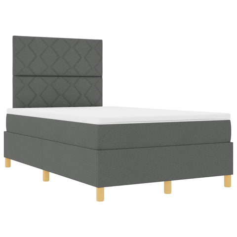 vidaXL Box Spring Bed with Headboard Dark grey 120 x 200 cm Fabric