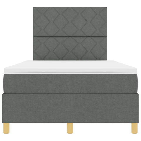 vidaXL Box Spring Bed with Headboard Dark grey 120 x 200 cm Fabric