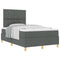 vidaXL Box Spring Bed with Headboard Dark grey 120 x 200 cm Fabric