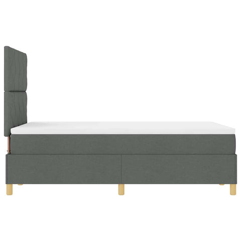 vidaXL Box Spring Bed with Headboard Dark grey 120 x 200 cm Fabric