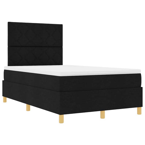 vidaXL Box Spring Bed with Headboard Black 120 x 200 cm Fabric