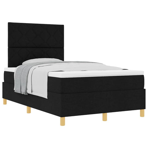 vidaXL Box Spring Bed with Headboard Black 120 x 200 cm Fabric