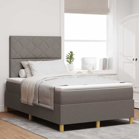 vidaXL Box Spring Bed with Headboard Taupe 120 x 200 cm Fabric