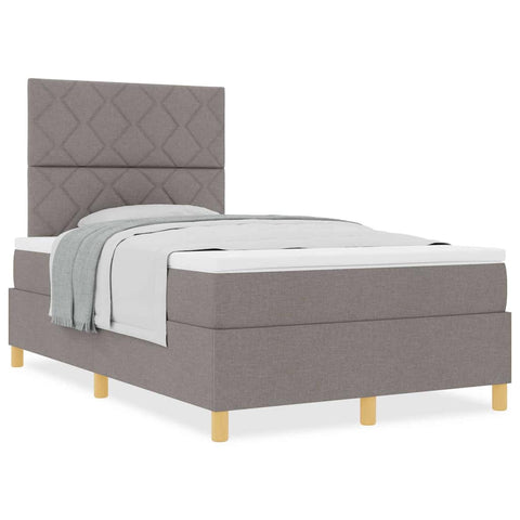 vidaXL Box Spring Bed with Headboard Taupe 120 x 200 cm Fabric