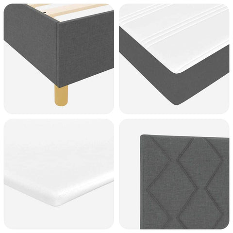 vidaXL Box Spring Bed with Headboard Dark grey 140 x 190 cm Fabric