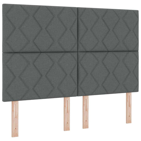 vidaXL Box Spring Bed with Headboard Dark grey 140 x 190 cm Fabric