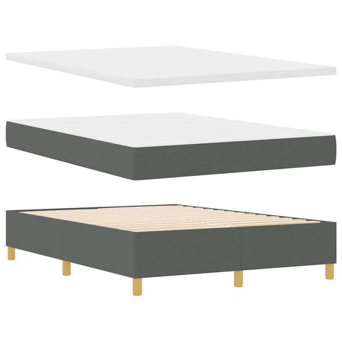 vidaXL Box Spring Bed with Headboard Dark grey 140 x 190 cm Fabric