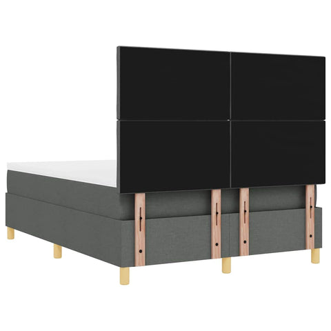 vidaXL Box Spring Bed with Headboard Dark grey 140 x 190 cm Fabric