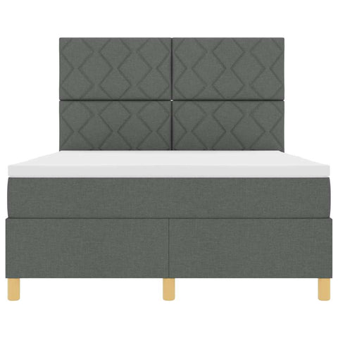 vidaXL Box Spring Bed with Headboard Dark grey 140 x 190 cm Fabric