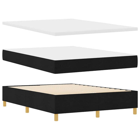 vidaXL Box Spring Bed with Headboard Black 140 x 190 cm Fabric