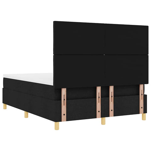 vidaXL Box Spring Bed with Headboard Black 140 x 190 cm Fabric
