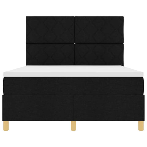 vidaXL Box Spring Bed with Headboard Black 140 x 190 cm Fabric