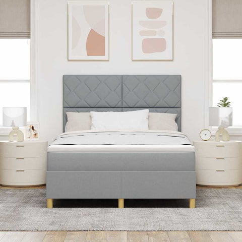 vidaXL Box Spring Bed with Headboard Light grey 140 x 200 cm Fabric