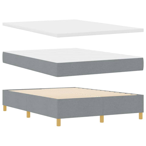 vidaXL Box Spring Bed with Headboard Light grey 140 x 200 cm Fabric